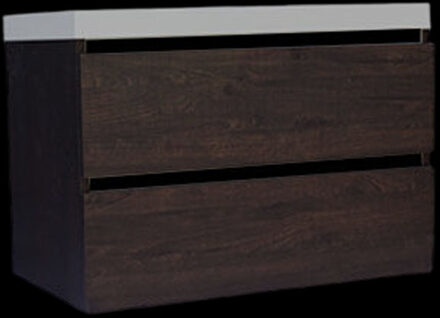 Sanilux Onderkast Sanilux Trendline Met Greeplijst Mat Zwart 80x47x52 cm Brown Oak Sanilux