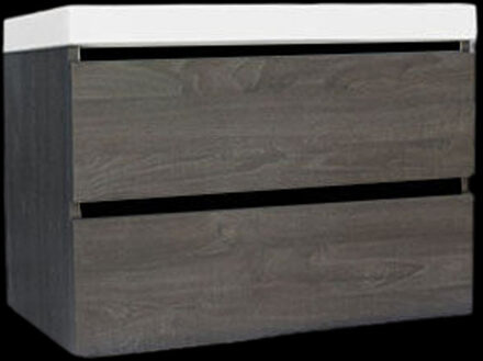 Sanilux Onderkast Sanilux Trendline Met Greeplijst Mat Zwart 80x47x52 cm Silver Oak Sanilux