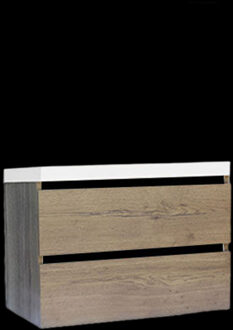 Sanilux Onderkast Sanilux Trendline Met Greeplijst Mat Zwart 80x47x52 Cm Tabak Oak Eiken