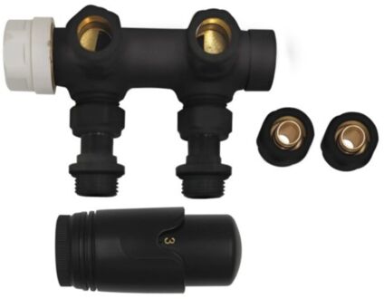 Sanilux Radiator Aansluitset Sanilux Thermostatisch Midden Haaks Mat Zwart