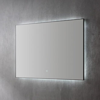 Sanilux Spiegel Sanilux Daigi Decor Met Indirecte LED Verlichting 3 Kleur Instelbaar En Dimbaar 140 Mat Zwart Sanilux