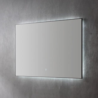 Sanilux Spiegel Sanilux Decor Met Indirecte LED Verlichting 100x70 cm Mat Zwart Incl. Spiegelverwarming Sanilux