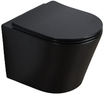 Sanilux Wandcloset Sanilux Budget Rimless Met Slim Flatline Softclose Zitting 36x48x25 cm Mat Zwart