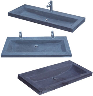 Sanilux Wasblad Sanilux Compact Stone Hardsteen 100x38x5cm 2 Kraangaten Antraciet