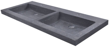 Sanilux Wasblad Sanilux Trend Stone 120x47x5cm Dubbel Natuursteen (met 2 kraangaten) Antraciet