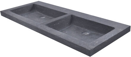 Sanilux Wasblad Sanilux Trend Stone Dubbel 120x47x5cm Natuursteen (zonder kraangaten) Antraciet