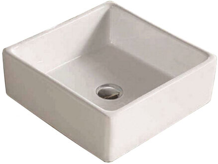 Sanilux Waskom Opbouw Quatro Vierkant 38x38x13cm Keramiek Glans Wit