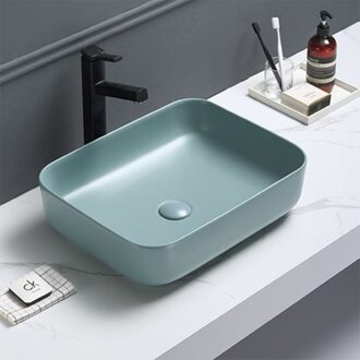 Sanilux Waskom Sanilux Minerva Color Line 50x39x13 cm Inclusief Click Waste Mat Fjord Groen Mat groen