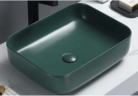 Sanilux Waskom Sanilux Minerva Color Line 50x39x13 cm Inclusief Click Waste Mat Jade Groen Donker groen