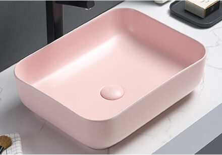 Sanilux Waskom Sanilux Minerva Color Line 50x39x13 cm Inclusief Click Waste Mat Pastel Roze