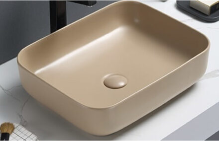 Sanilux Waskom Sanilux Minerva Color Line 50x39x13 cm Inclusief Click Waste Mat Zand Beige