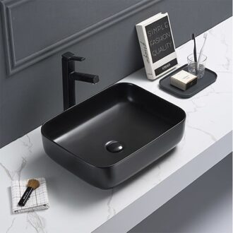 Sanilux Waskom Sanilux Minerva Color Line 50x39x13 cm Inclusief Click Waste Mat Zwart Sanilux