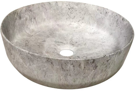 Sanilux Waskom Sanilux Victoria Color Line Keramiek Rond Incl. Clickwaste Marmerlook Grijs