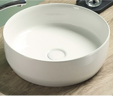 Sanilux Waskom Sanilux Victoria Color Line Rond 39 cm Inclusief Click Waste Glans Wit