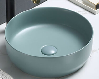 Sanilux Waskom Sanilux Victoria Color Line Rond 39 cm Inclusief Click Waste Mat Fjord Groen