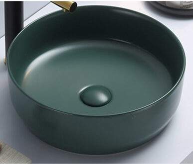 Sanilux Waskom Sanilux Victoria Color Line Rond 39 cm Inclusief Click Waste Mat Jade Groen Donker groen