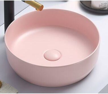 Sanilux Waskom Sanilux Victoria Color Line Rond 39 cm Inclusief Click Waste Mat Pastel Roze