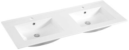 Sanilux Wastafel Sanilux Classic 120x47x2,5 cm Keramiek Wit Dubbel (twee kraangaten)