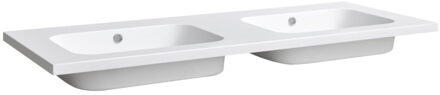 Sanilux Wastafel Sanilux Classic 120x47x3 cm Mineraalmarmer Mat Wit Dubbel (2 kraangaten)
