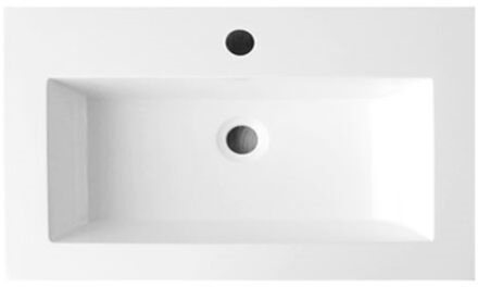 Sanilux Wastafel Sanilux Compact Mineraalmarmer 1 Kraangat 80 cm Wit