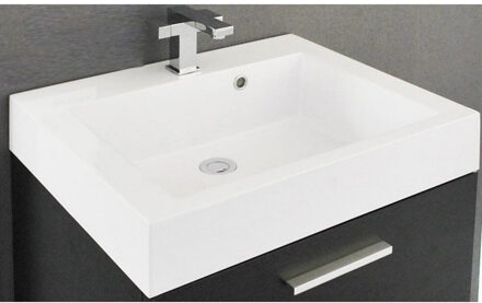 Sanilux Wastafel Sanilux New York 58x46,5x10 cm 1 Kraangat Mineraalmarmer Wit