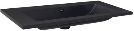 Sanilux Wastafel Sanilux Quartz Classic 100x47x3 cm Keramiek Mat Zwart (2 kraangaten)
