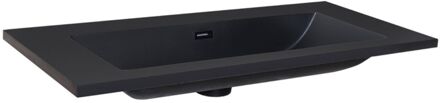 Sanilux Wastafel Sanilux Quartz Classic 120x47x3 cm Enkel Mat Zwart (0 kraangaten)