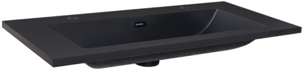 Sanilux Wastafel Sanilux Quartz Classic 120x47x3 cm Enkel Mat Zwart (2 kraangaten)