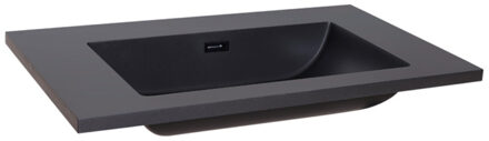 Sanilux Wastafel Sanilux Quartz Classic 80x47x3 cm Quartz Mat Zwart (0 kraangaten)