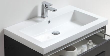 Sanilux Wastafel Sanilux Trendline 80x47x5 cm Mineraalmarmer 1 Kraangat Wit