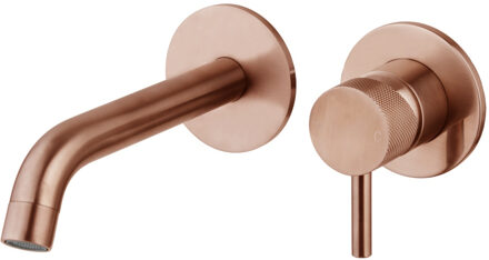 Sanilux Wastafelmengkraan Inbouw Sanilux Newt Met Box Rond Met Geribbeld Knop Brons