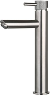 Sanilux Wastafelmengkraan Opbouw Sanilux Ibex Hoog Rond Met Geribbeld Knop Gunmetal