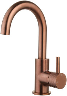 Sanilux Wastafelmengkraan Opbouw Sanilux Largo Met Draaibare Uitloop En Geribbeld Knop Brons