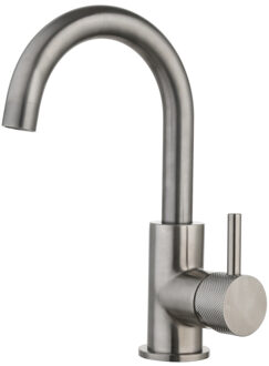 Sanilux Wastafelmengkraan Opbouw Sanilux Largo Met Draaibare Uitloop En Geribbeld Knop Gunmetal