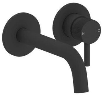 Sanilux Wastafelmengkraan Sanilux Ember Inbouw Rond Met Geribbeld Knop Mat Zwart