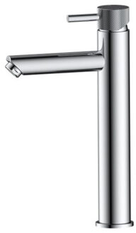 Sanilux Wastafelmengkraan Sanilux Flowy Opbouw Hoog Rond Met Geribbeld Knop Chroom