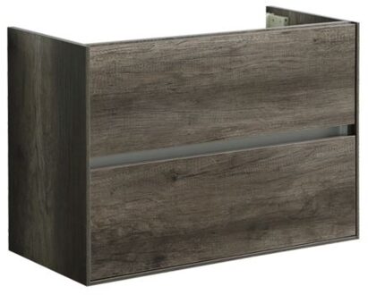 Sanilux Wastafelonderkast Sanilux Compact Greeploos Soft Close 80x38x56 Century Oak Wit Chroom