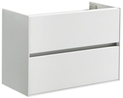 Sanilux Wastafelonderkast Sanilux Compact Greeploos Soft Close 80x38x56 Hoogglans Wit Wit Chroom