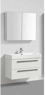 Sanimar Badkamermeubelset Sanimar Barcelona 80 cm Inclusief Spiegelkast Wit Sanimar