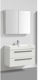 Sanimar Badkamermeubelset Sanimar Barcelona 80 cm Inclusief Spiegelkast Wit