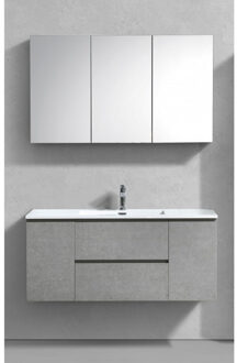 Sanimar Badkamermeubelset Sanimar Genua 120 cm Inclusief Spiegelkast Betonlook Grijs