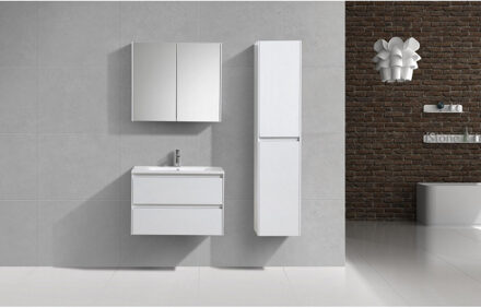 Sanimar Badkamermeubelset Sanimar Murcia 75 cm Inclusief Spiegelkast Wit Sanimar