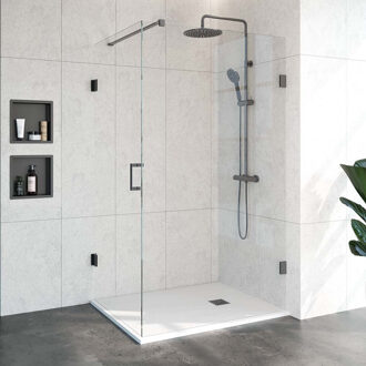 Sanitop BRAUER Void douchecabine met draaideur helder glas 90x120x200 incl. glascoating PVD gunmetal geborsteld
