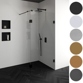 Sanitop BRAUER Void inloopdouche helder glas 120x200 met 30 zijwand incl. glascoating PVD goud geborsteld