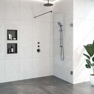 Sanitop BRAUER Void inloopdouche helder glas 80x200 incl. glascoating PVD gunmetal geborsteld