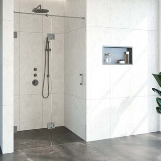 Sanitop BRAUER Void nisdeur 2-delig helder glas 120x200 omkeerbaar met draaideur 60 aan glas incl. glascoating PVD gunmetal