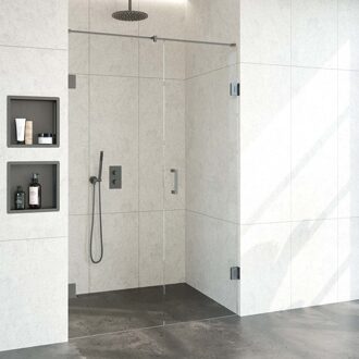 Sanitop BRAUER Void nisdeur 2-delig helder glas 130x200 omkeerbaar met draaideur 60 aan muur incl. glascoating PVD gunmetal