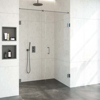 Sanitop BRAUER Void nisdeur 2-delig helder glas 140x200 omkeerbaar met draaideur 70 aan muur incl. glascoating PVD gunmetal