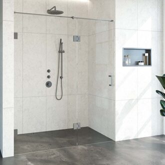 Sanitop BRAUER Void nisdeur 2-delig helder glas 170x200 omkeerbaar met draaideur 70 aan glas incl. glascoating PVD gunmetal