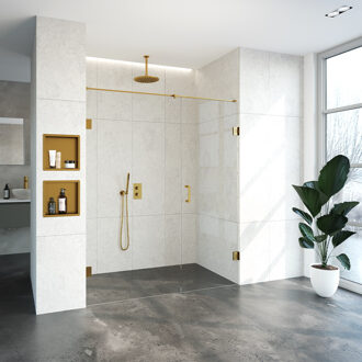 Sanitop BRAUER Void nisdeur 2-delig helder glas 170x200 omkeerbaar met draaideur 70 aan muur incl. glascoating PVD goud